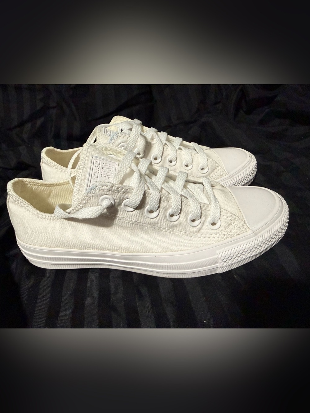 Converse White Low Top Platform Canvas Sneakers